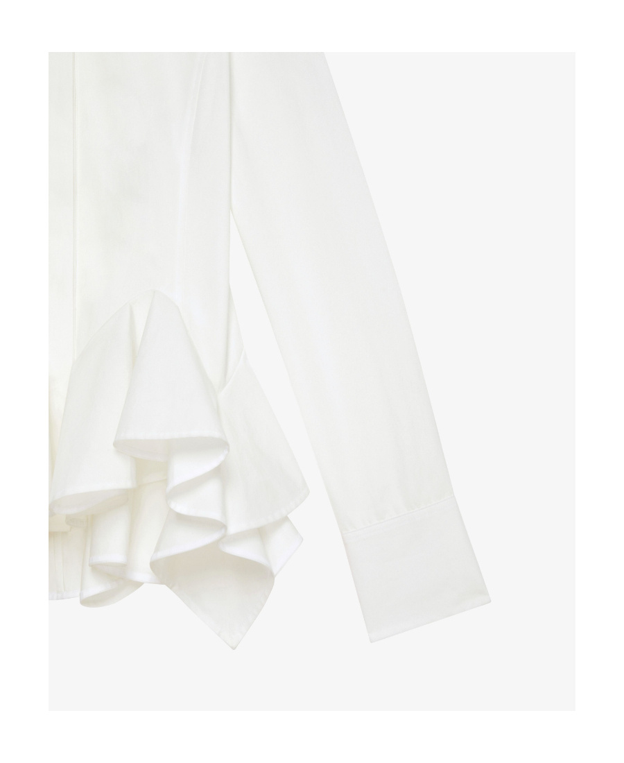 Givenchy Ruffled Peplum-hem Cotton Shirt In White