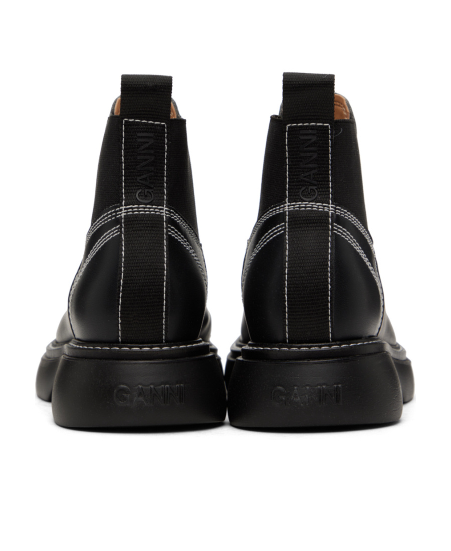 Ganni Everyday Low Logo Detail Short Boots In Black