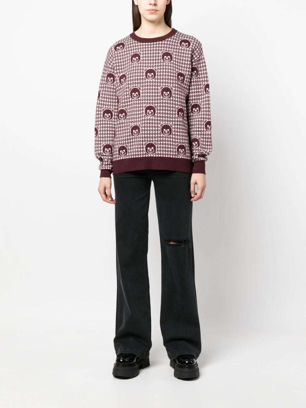 Moschino Long-sleeved Pattern Sweater In Red