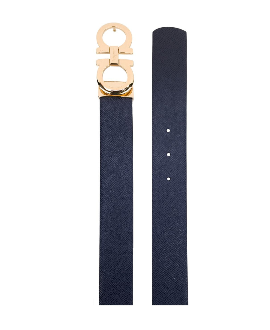 Shop Ferragamo Double-sided Adjustable Gancini Double-buckle Belt In Black