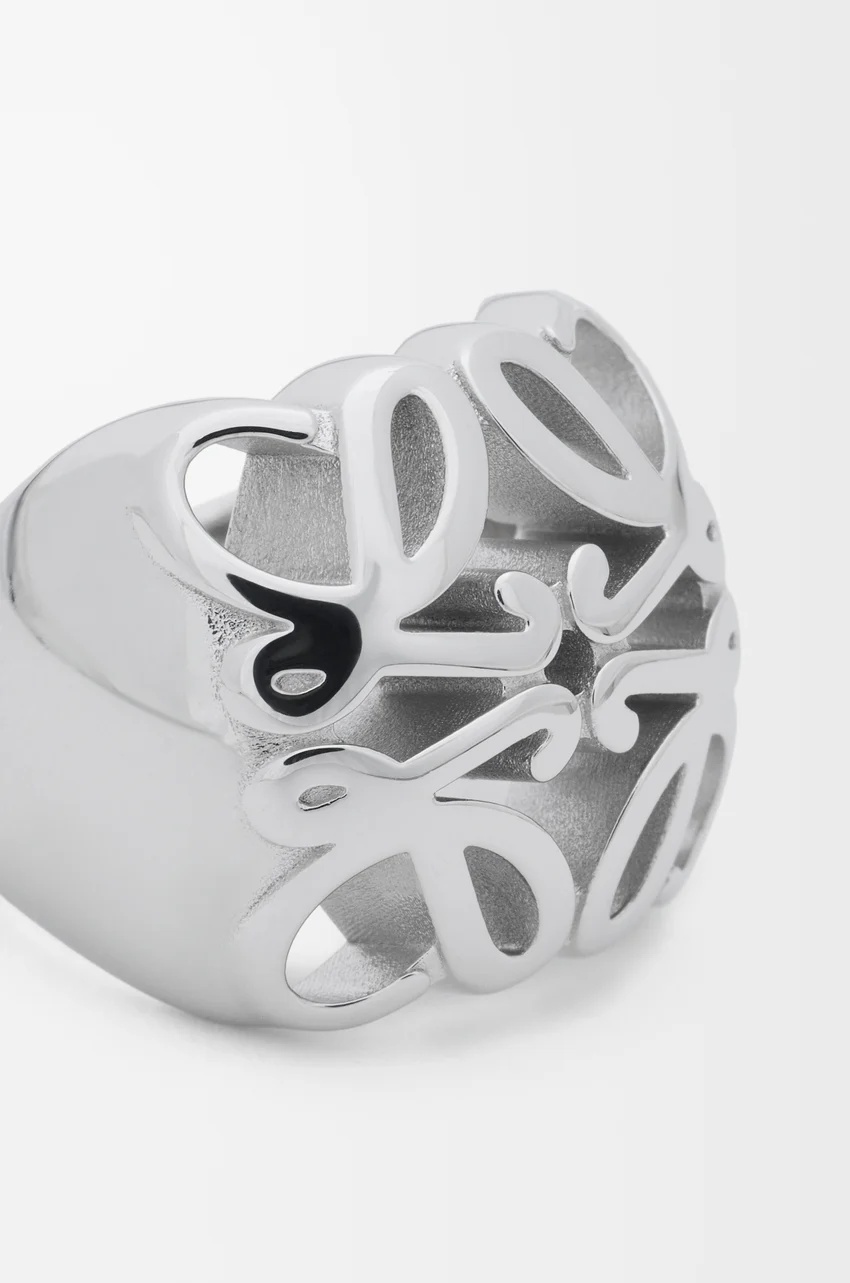 Loewe Anagram Bombe Signet Ring In Silver