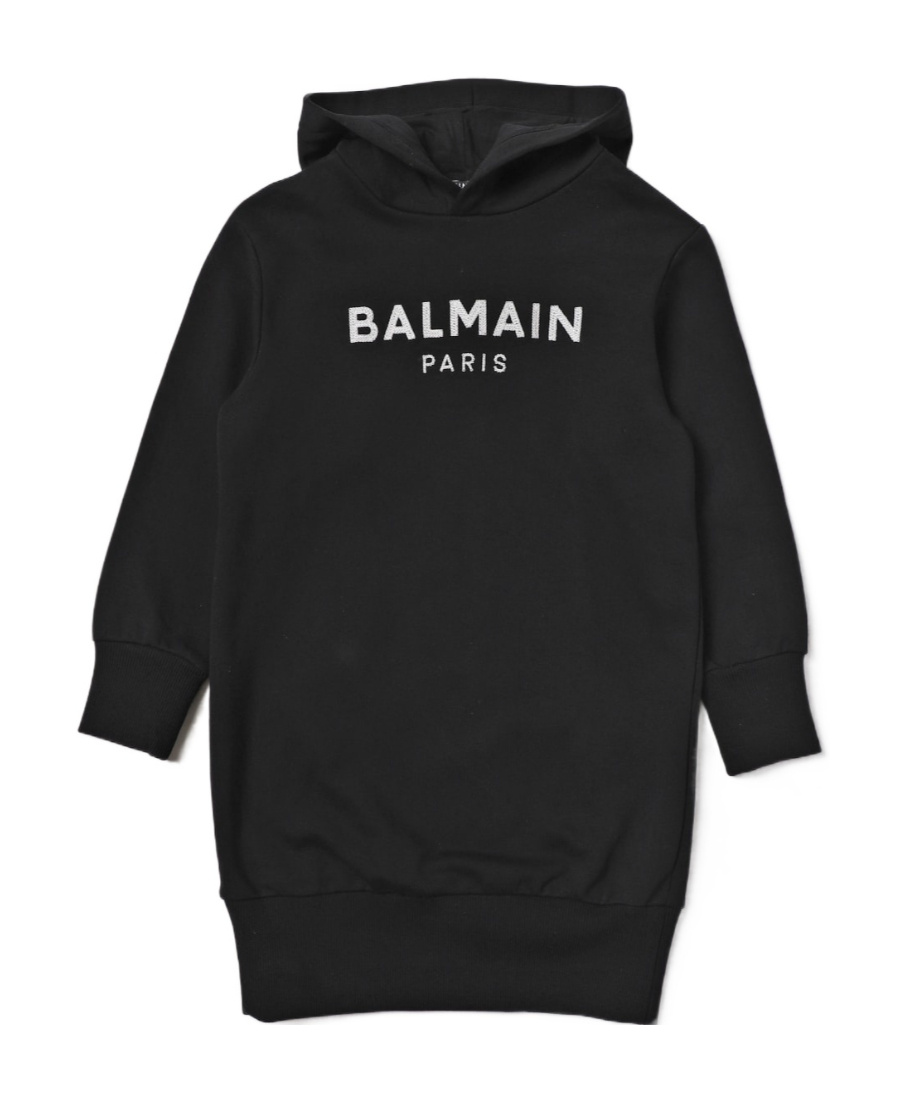 BALMAIN BALMAIN KIDS LOGO EMBROIDERY HOODED DRESS