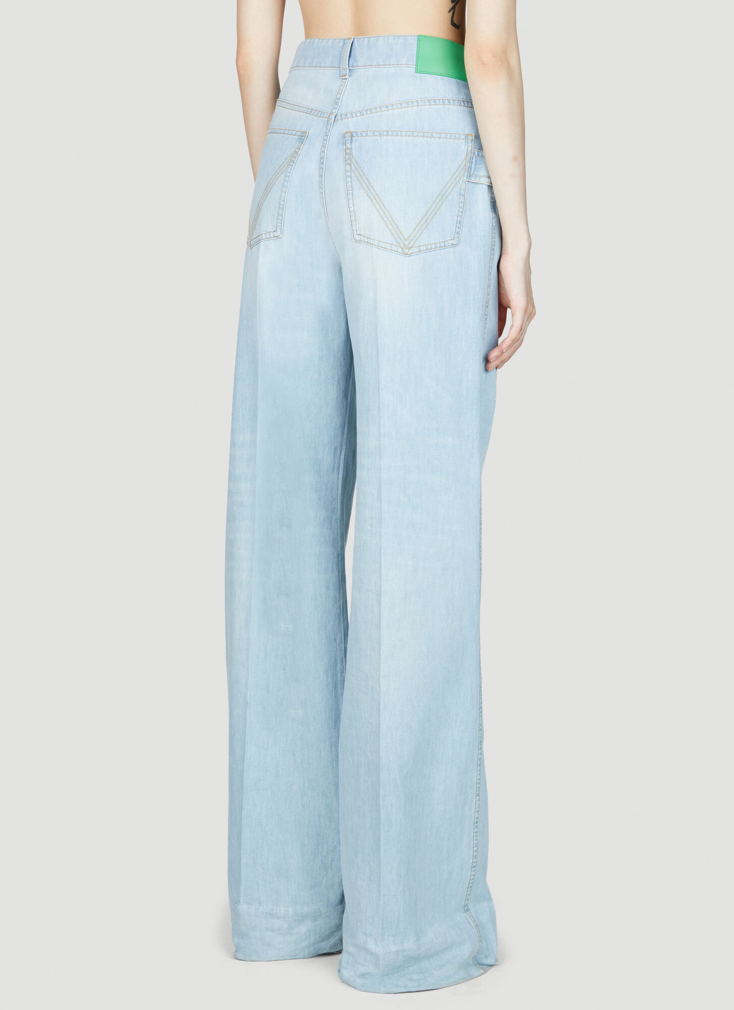 Bottega Veneta Belt Ring Denim Trousers In Blue