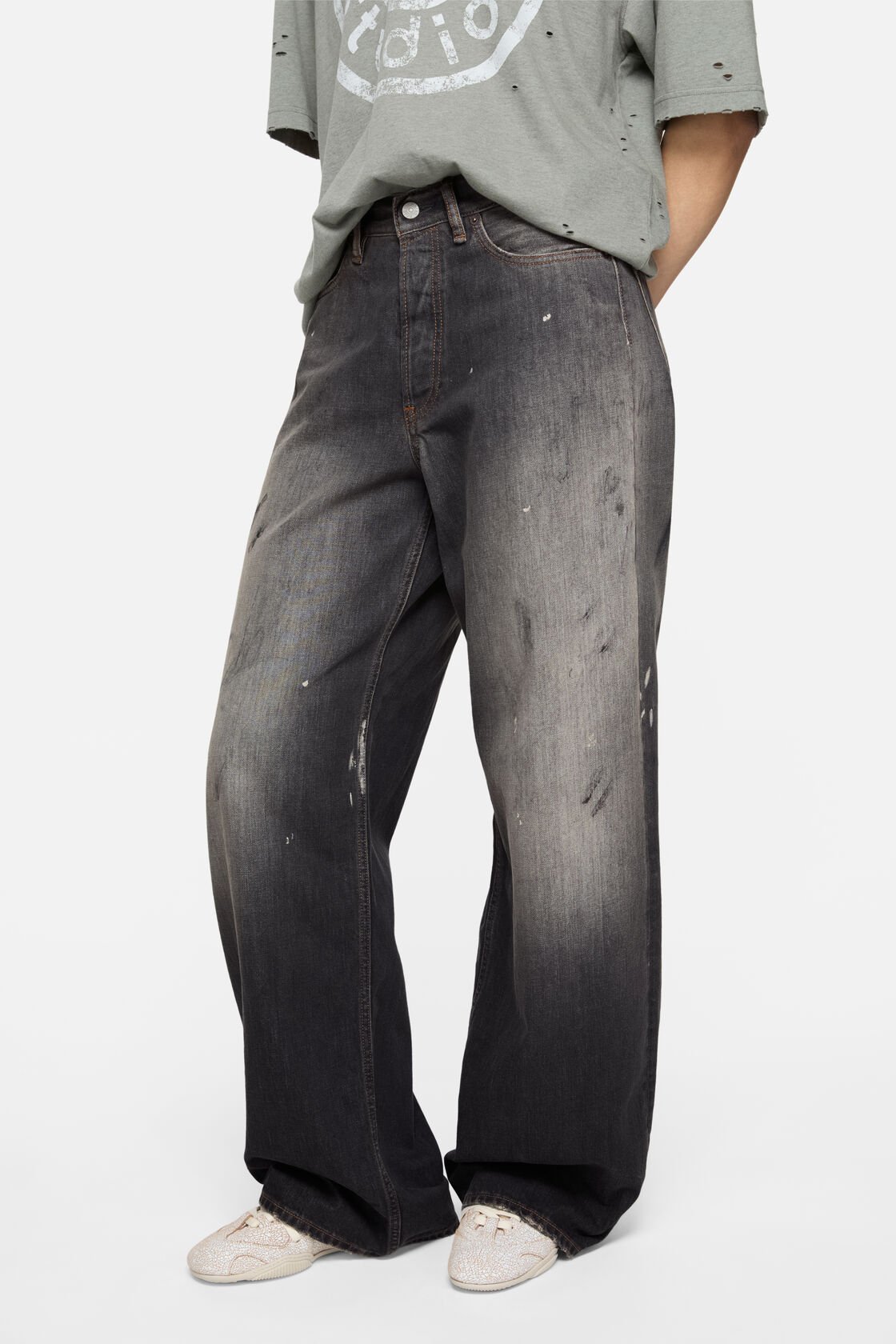 Acne Studios Denim Trousers With Belt Loops In Black