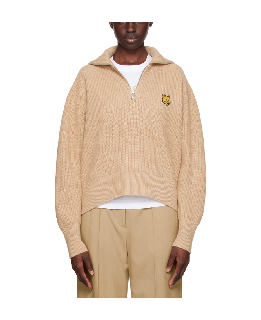 MAISON KITSUNÉ SEMI-ZIPPER LONG-SLEEVED SWEATER