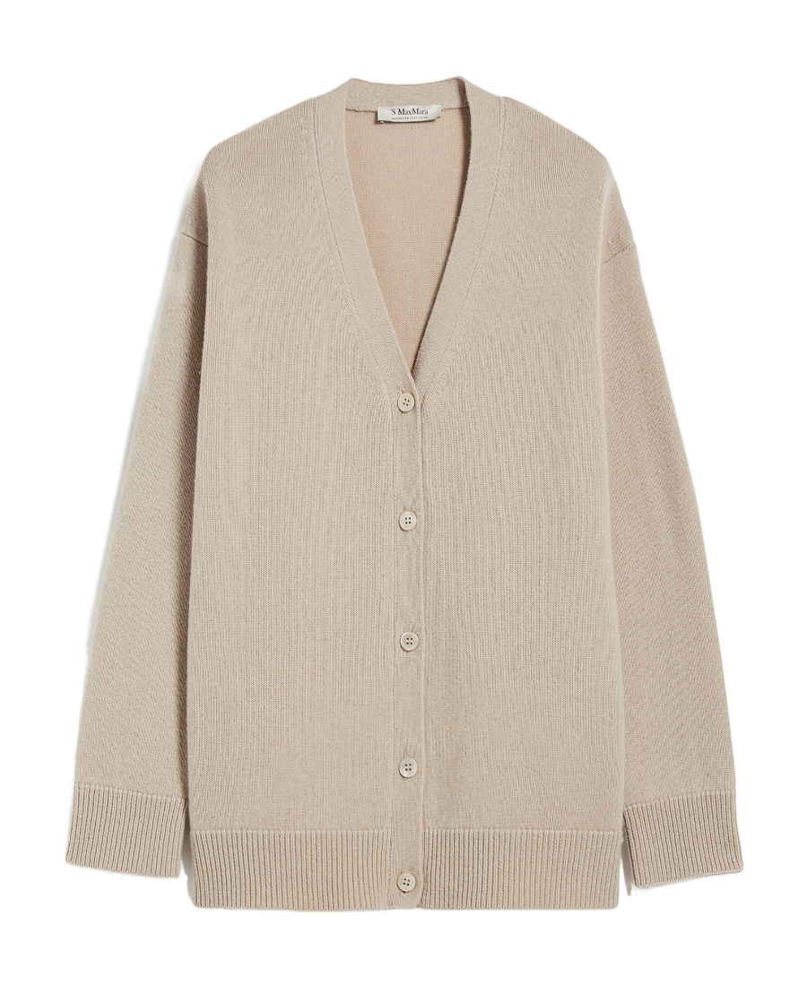 Max Mara Wool Cashmere Button Sweater In Nude