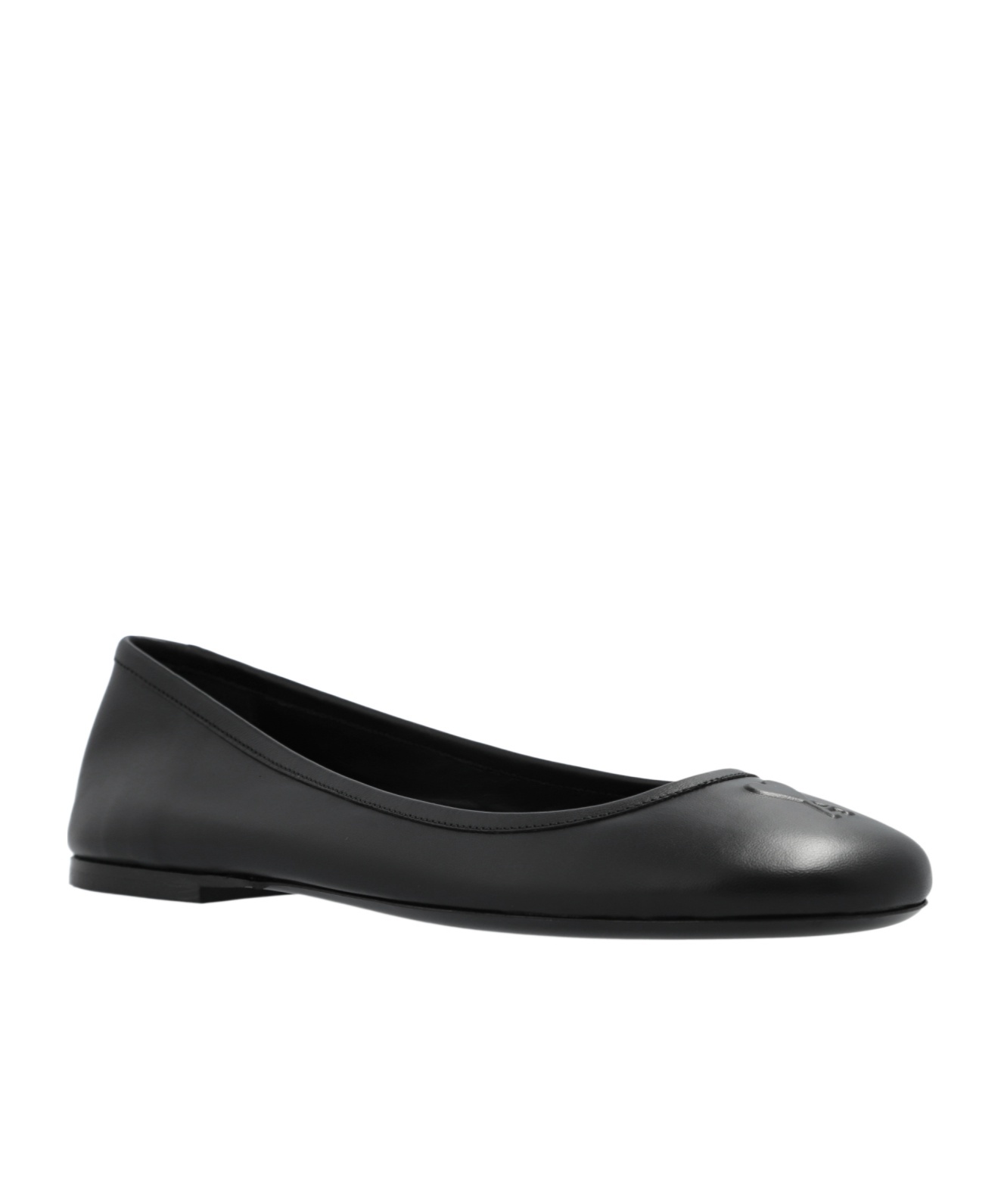 Ami Alexandre Mattiussi Ami Logo Embossed Round-toe Ballet Flats In Black