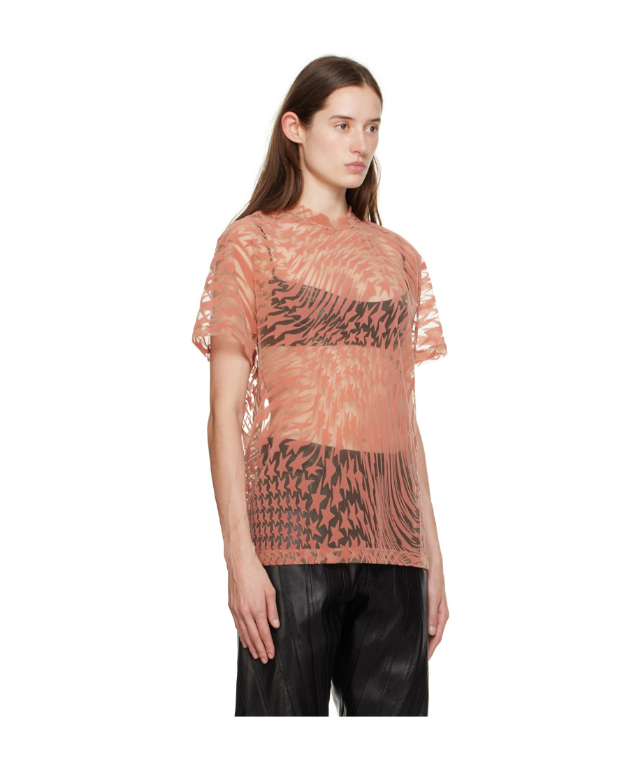 Shop Mugler T-shirt With Round Neck And Short Sleeves In Pink