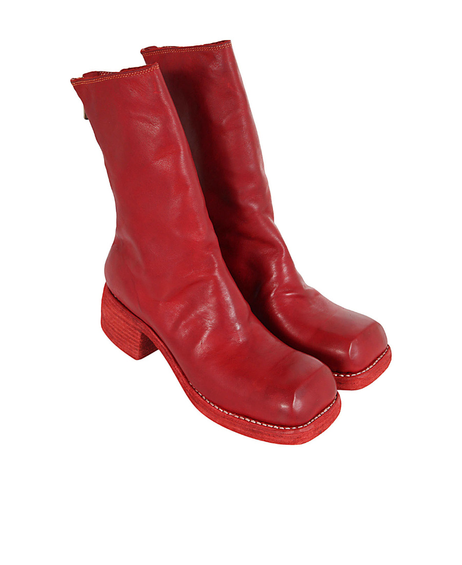 Guidi Back Zip Mid Boots In Red