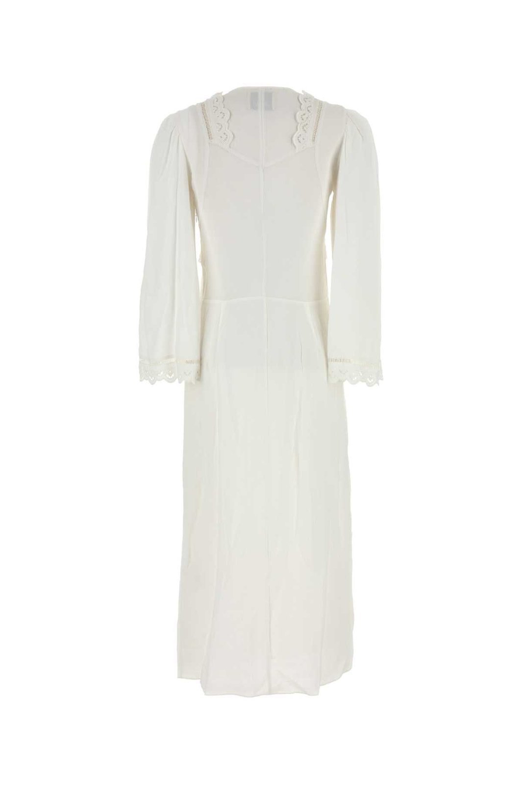 Isabel Marant Midi Dress With Long Sleeves And Lace Trim In White