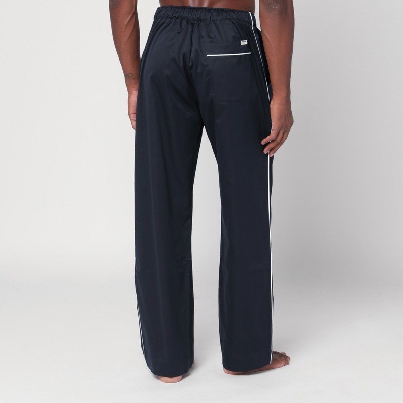 Tekla Striped Trousers With Back Pocket And Elastic Waistband In Black