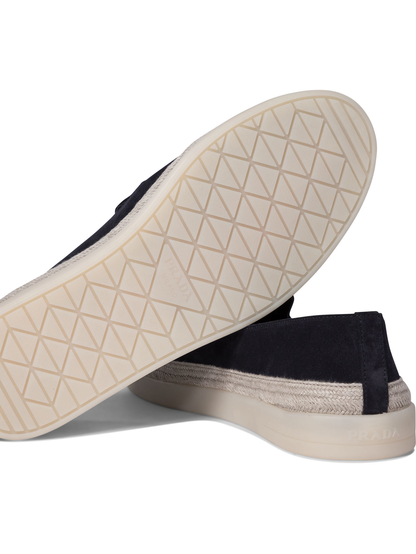 Prada Suede Loafers With Espadrille Sole And Round Toe In Blue