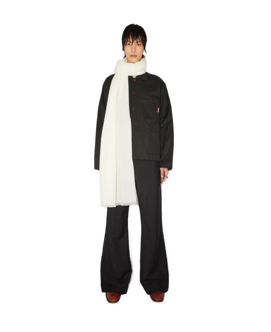 Shop Acne Studios Logo-patch Wool Scarf In White