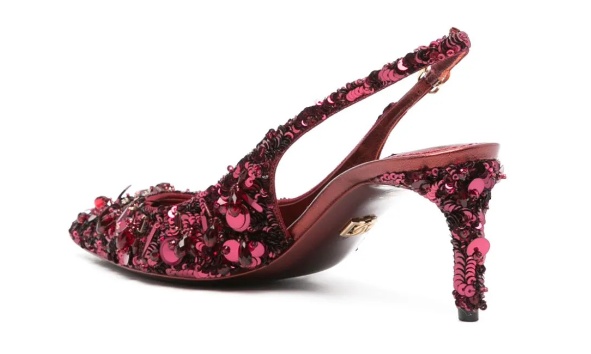 Dolce & Gabbana Tulle Slingbacks With Sequin Embellishment In Red