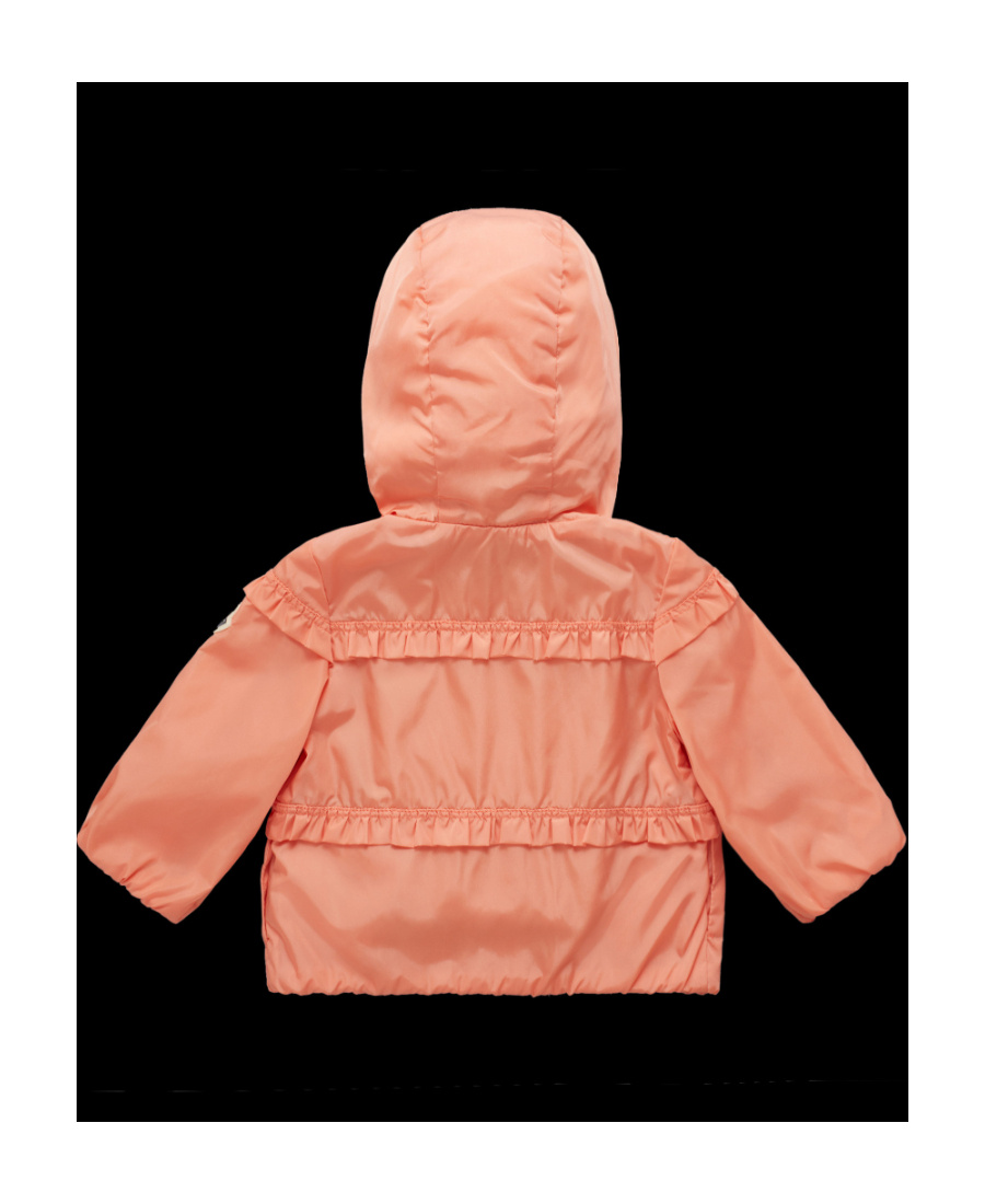 Moncler Ruffle-detail Hooded Jacket In Pink