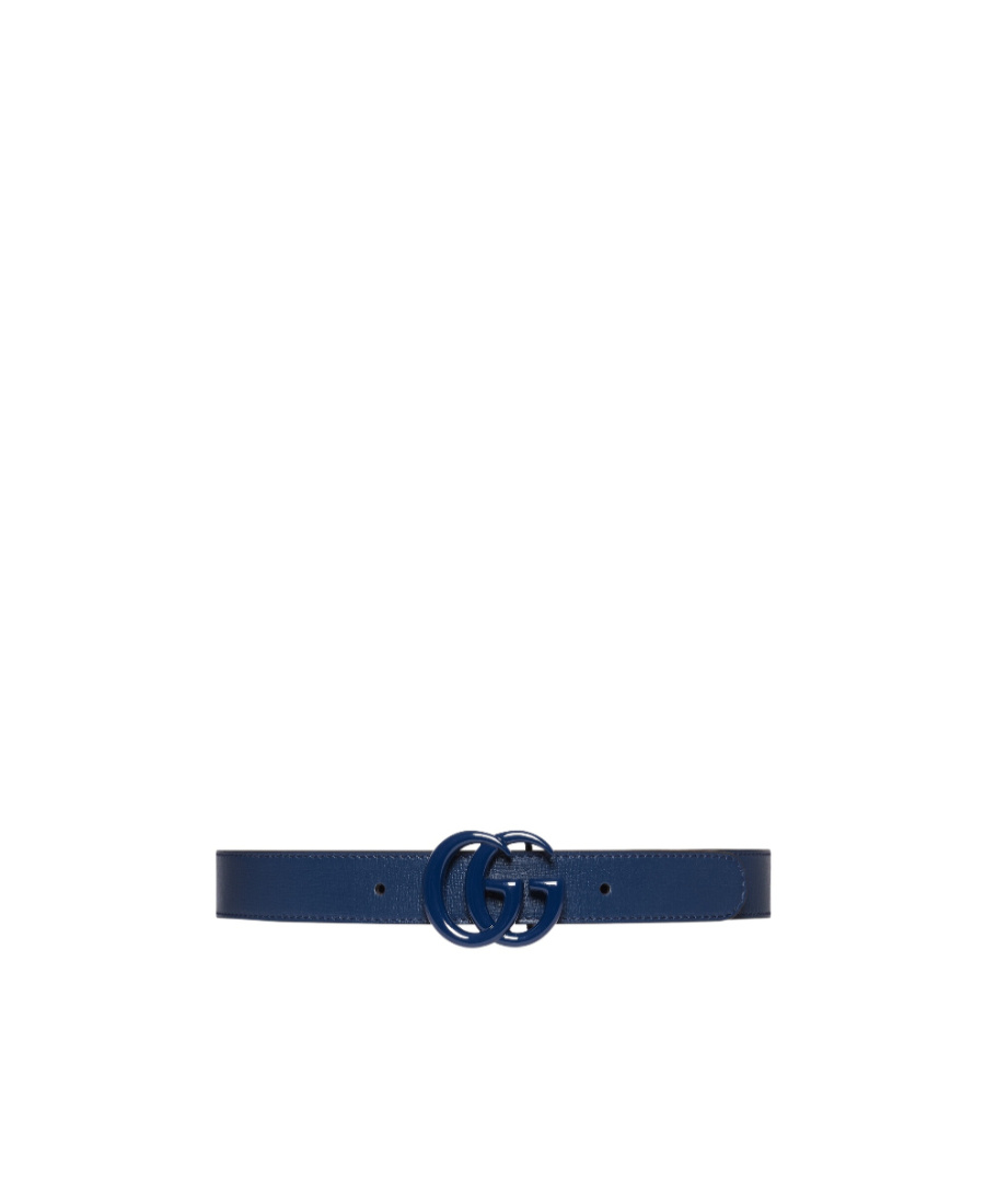Gucci Double G Leather Belt In Blue