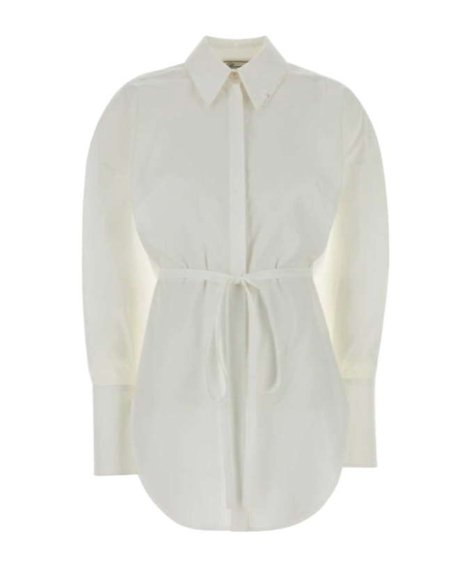 Blumarine Longline Shirt With Waist Tie Detail In White