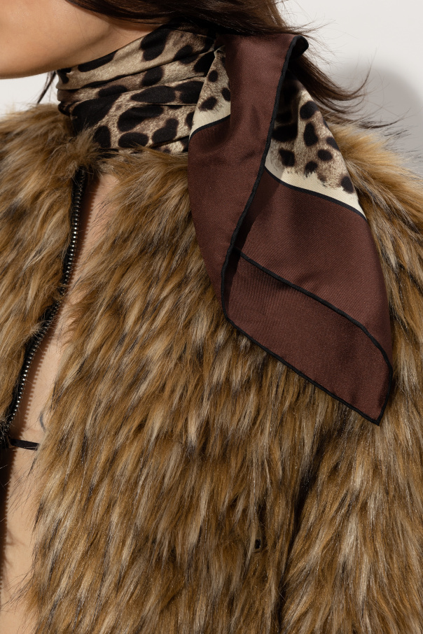 Dolce & Gabbana Leopard-print Silk Scarf In Nude