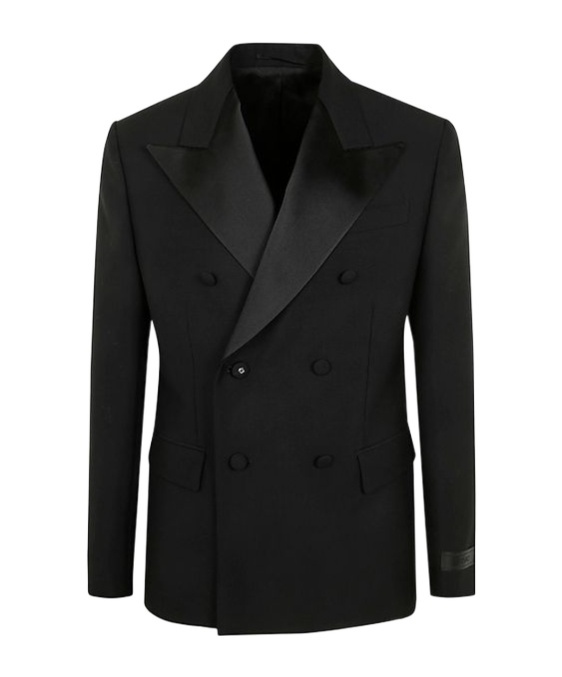 Versace Double-breasted Blazer In Black