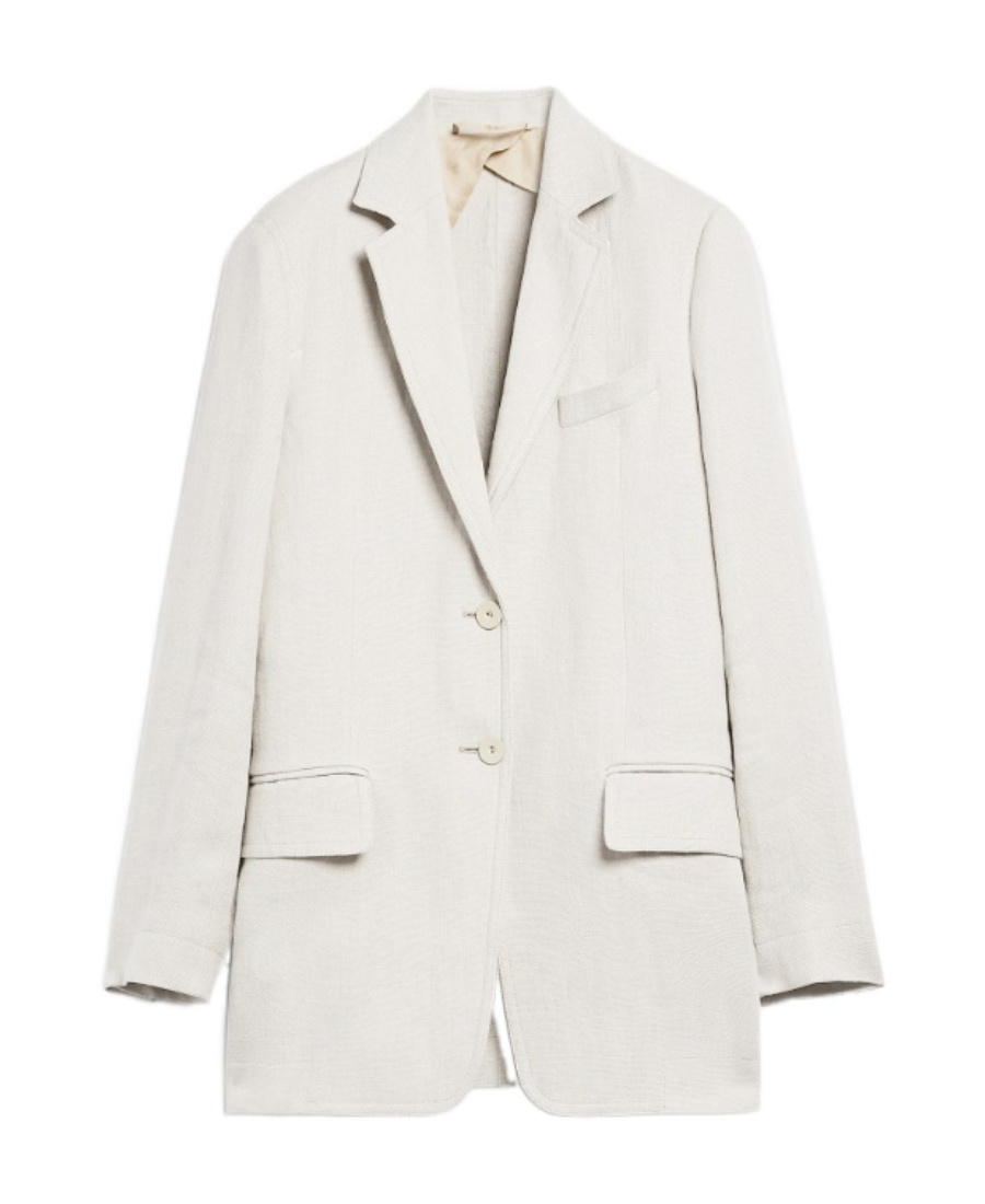 Max Mara Single-breasted Linen Blazer In Nude