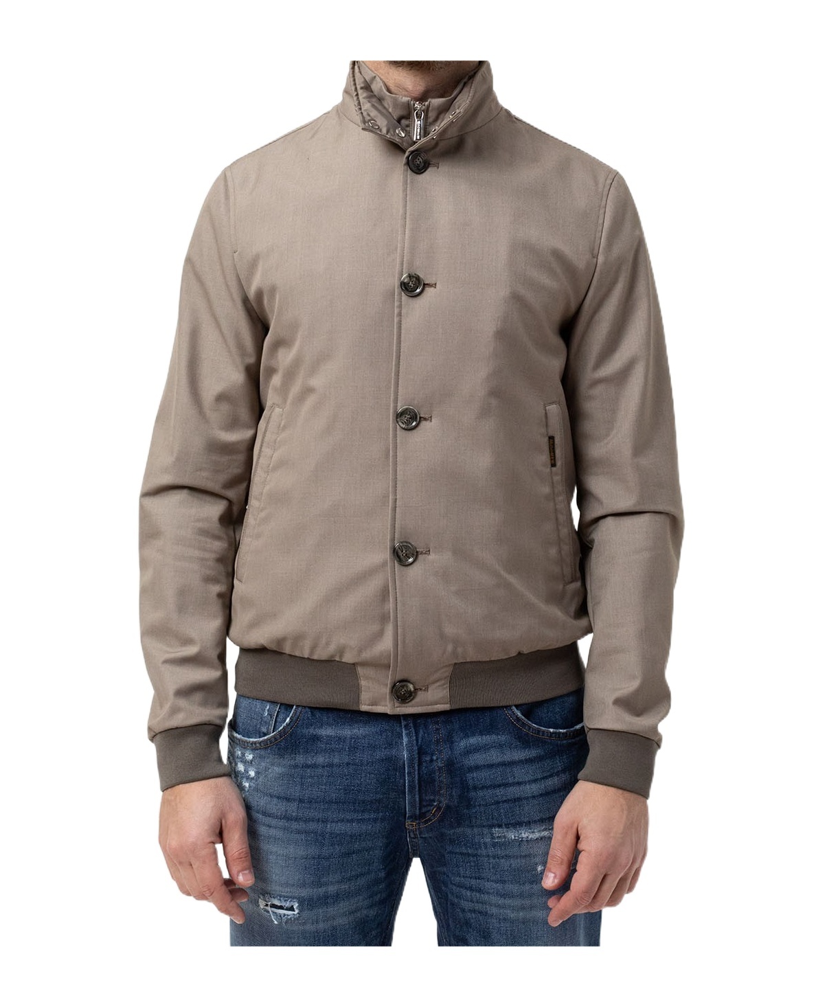 Moorer Bernie Bomber Jacket Front Pockets In Nude