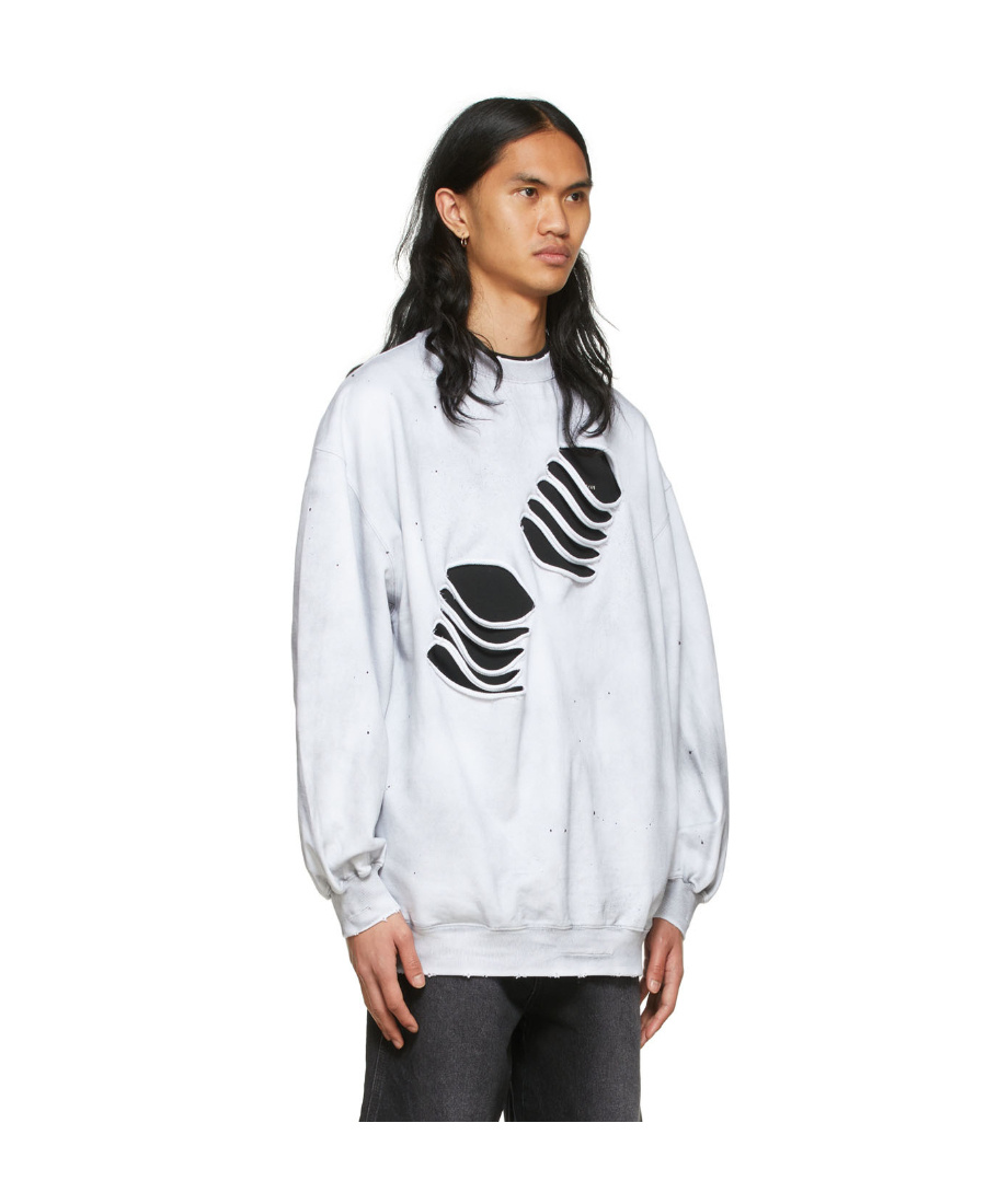 We11 Done Gray Cotton Sweatshirt In White
