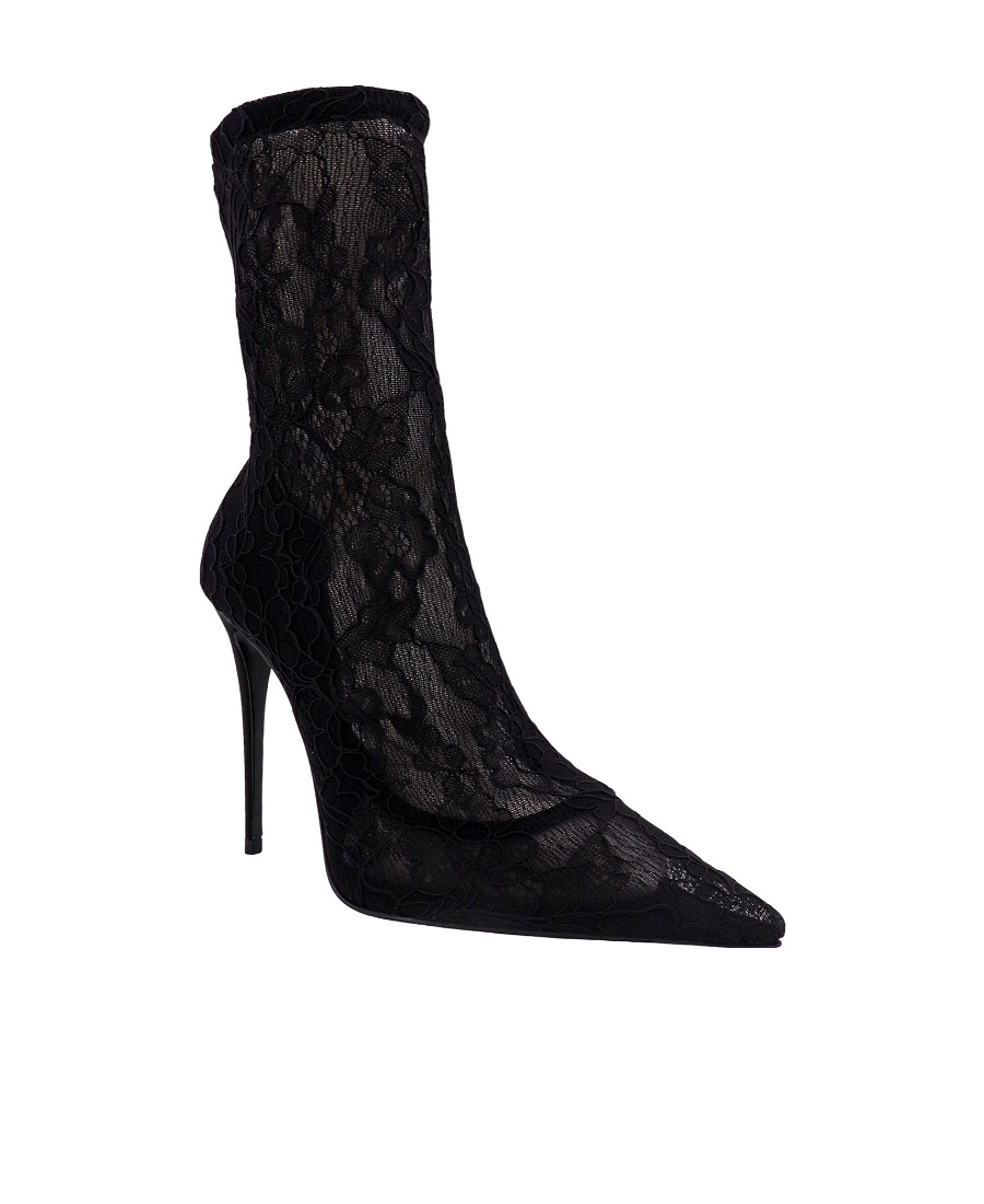 Dolce & Gabbana Fabric Ankle Boots In Black
