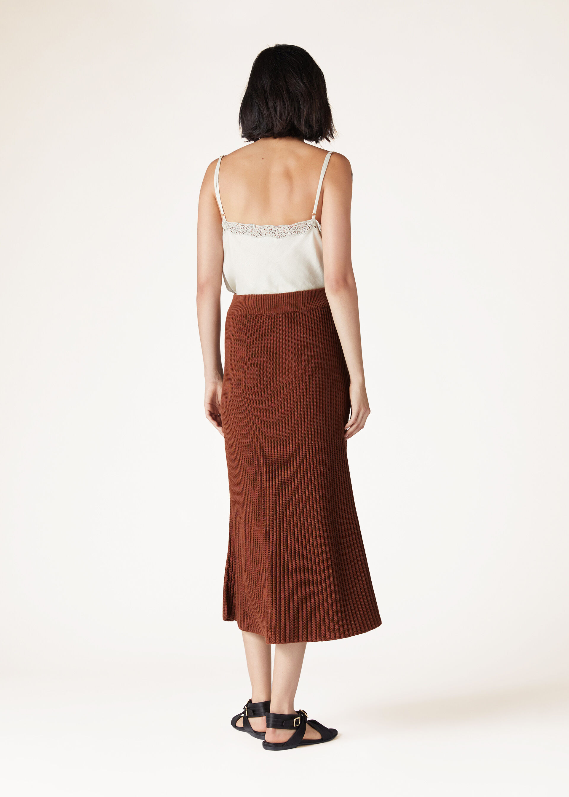 Loro Piana Ikeda Pleated Midi Skirt In Brown