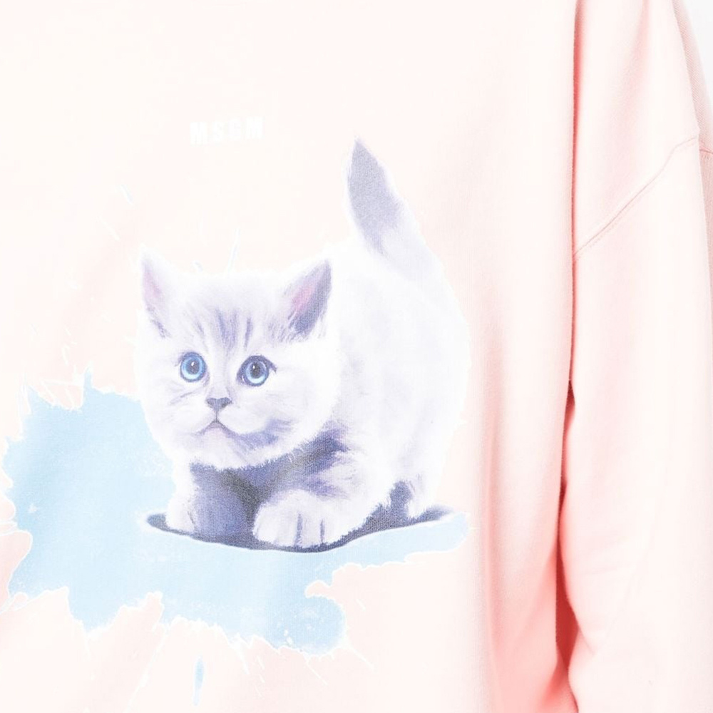 Msgm Cat-print Sweatshirt In Pink