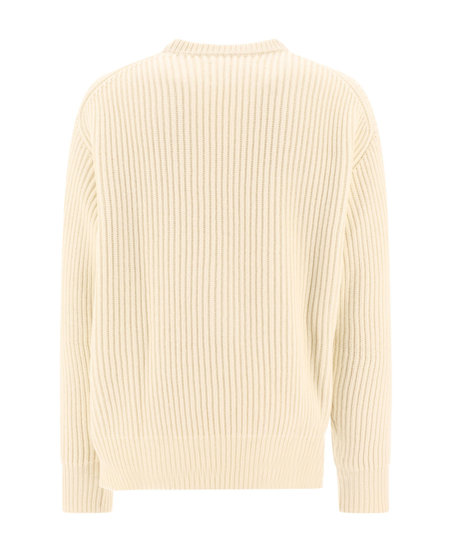 Jil Sander Waffle-knit Side-slits Jumper In Nude