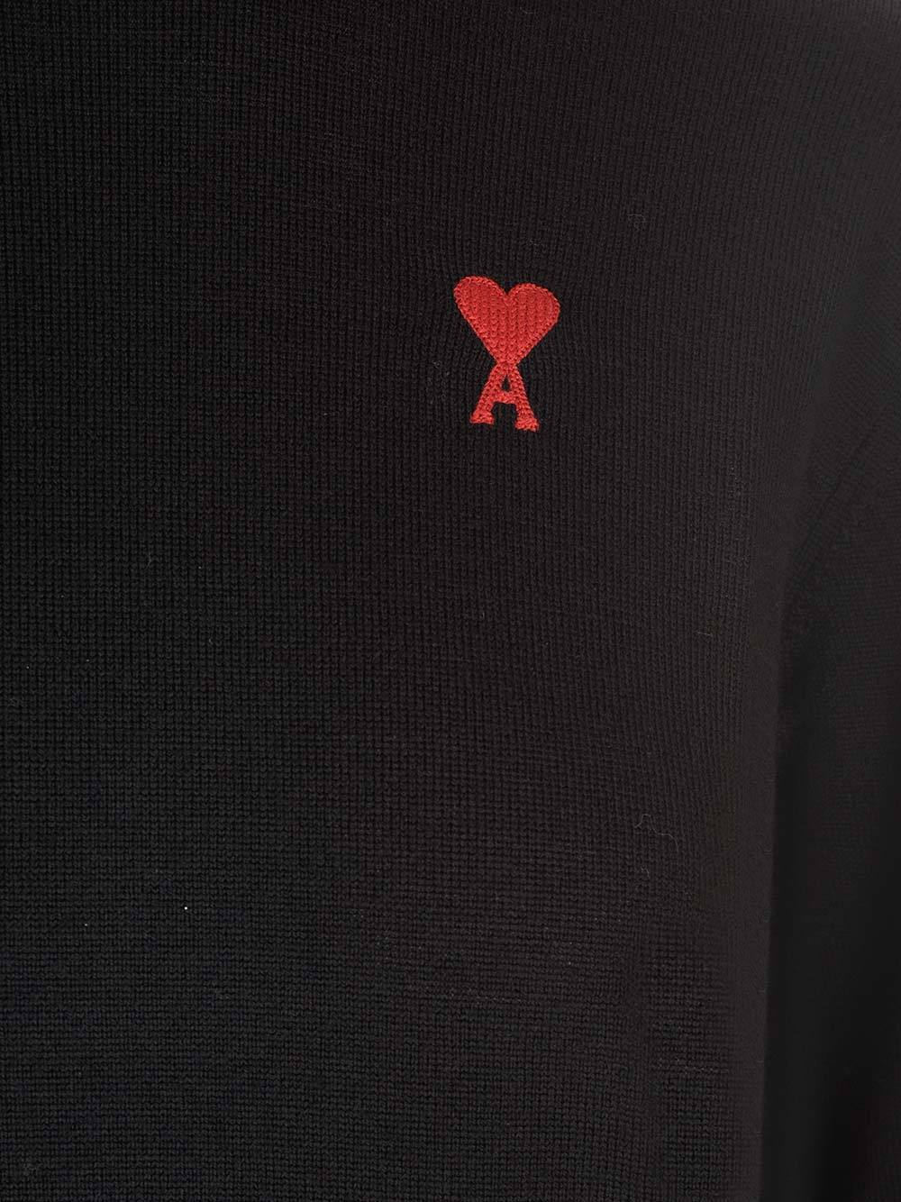 Ami Alexandre Mattiussi Ami Paris Jersey With Ami De Couer Embroidery In Black