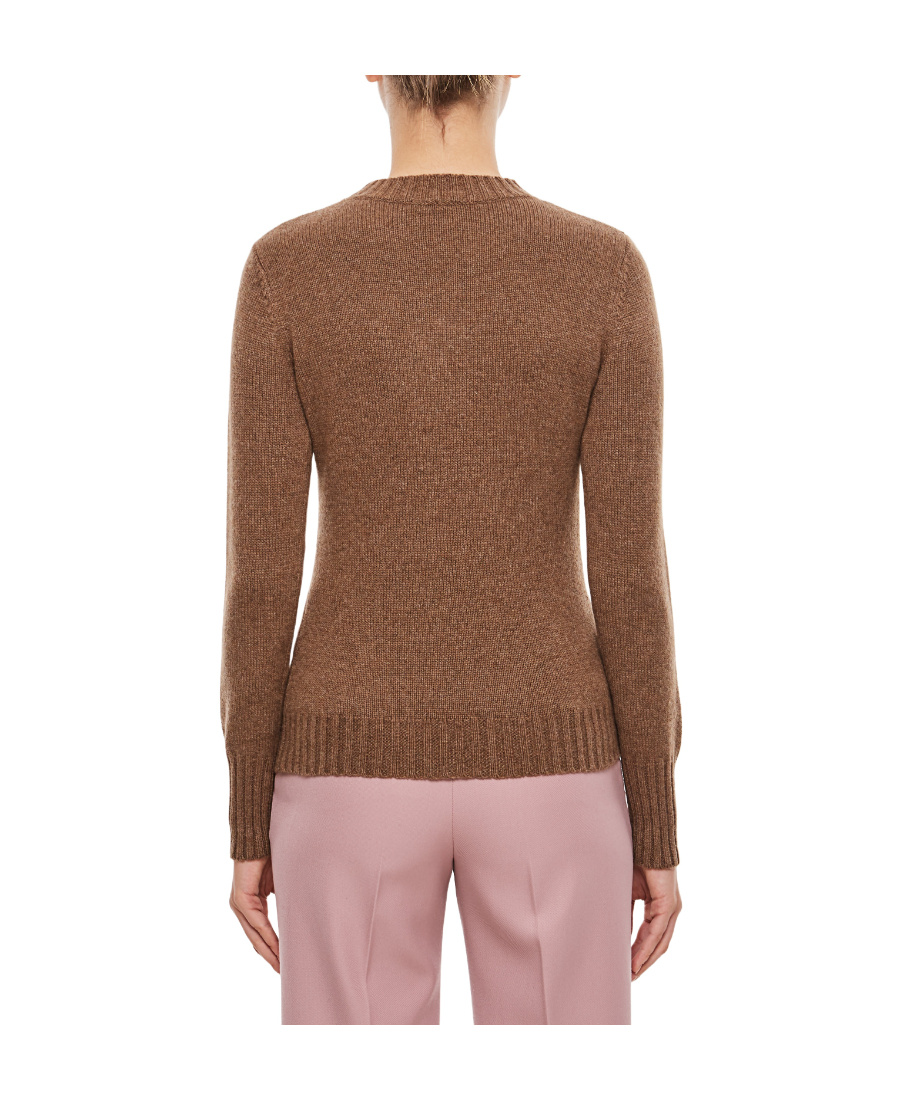 Max Mara Smirne Long Sleeved Crewneck Sweater In Brown