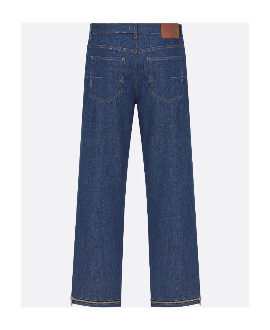 Dior Five Bags Of Zipper Jeans In Blue