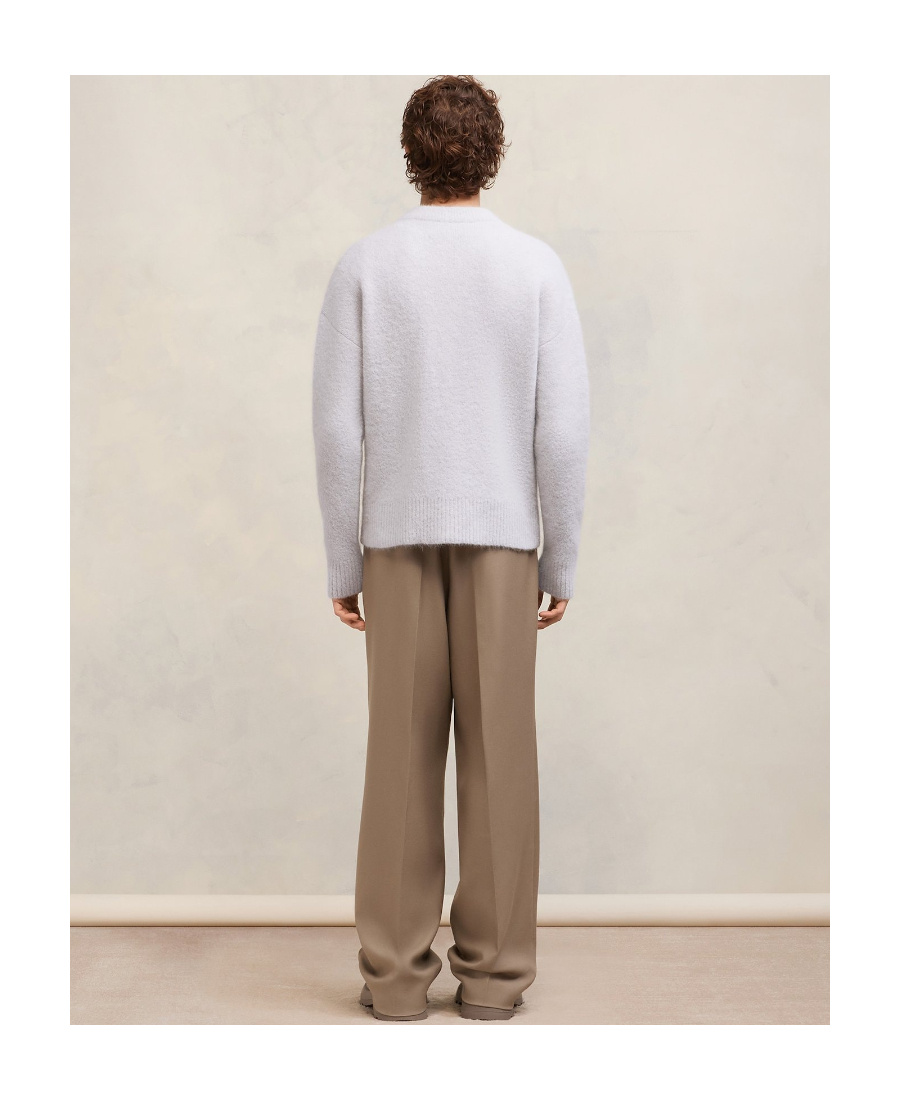 Shop Ami Alexandre Mattiussi Ami Paris Ami De Coeur Knitted Buttoned Cardigan In Gray