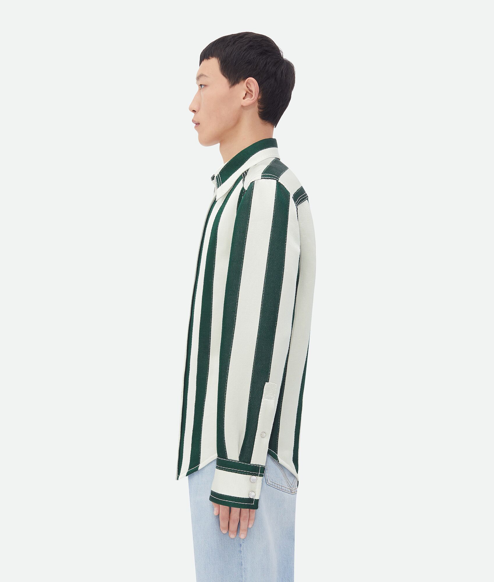 Bottega Veneta Long-sleeved Striped Shirt In White