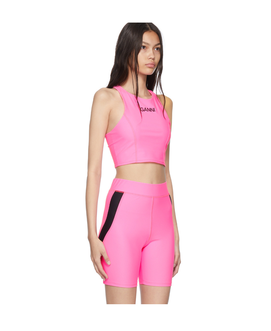 Ganni Logo Sports Vest In Pink