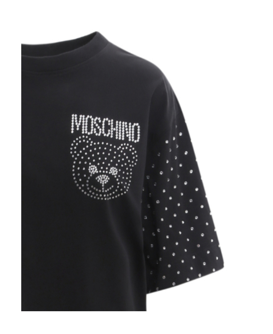 Moschino Teddy Bear Crystal-embellished T-shirt Dress In Black
