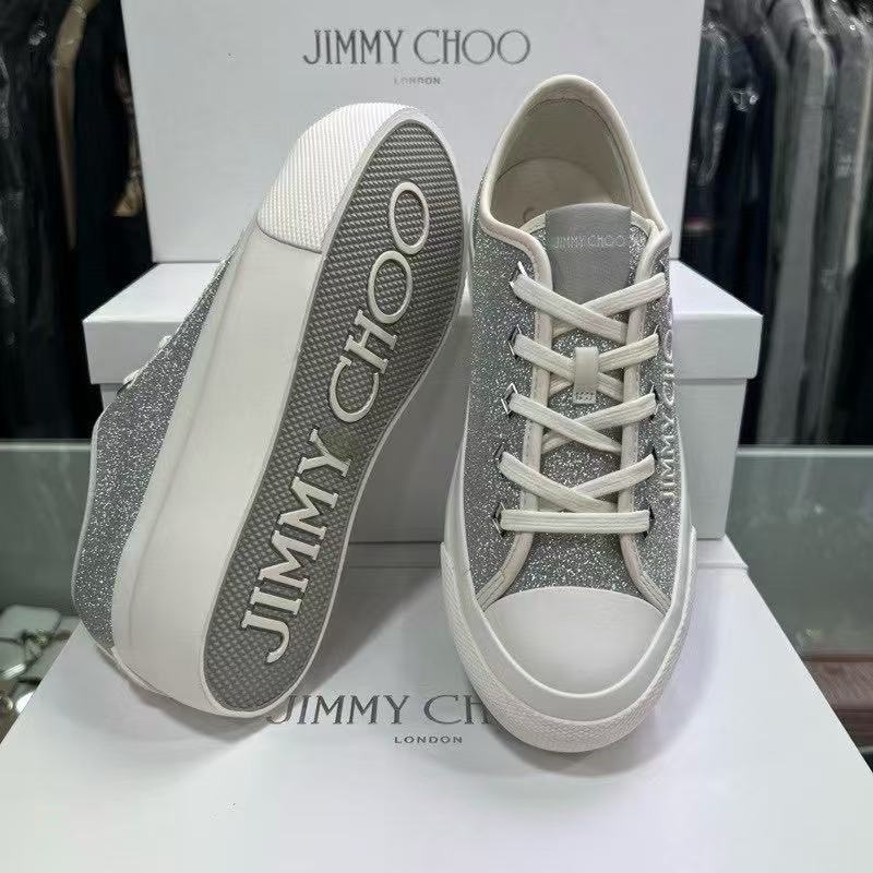Jimmy Choo Round Toe Low-top Casual Shoes In White