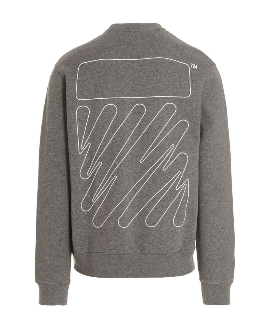 Off-white Diag Outline Logo-print Sweatshirt In Gray