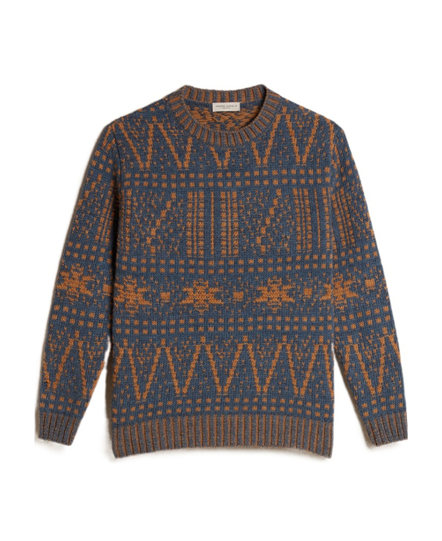 Golden Goose Phil Island Pattern Woolen Sweater In Black