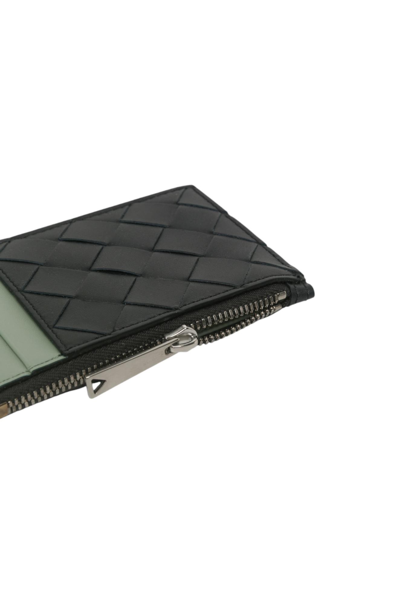 Bottega Veneta Woven Card Holder In Green