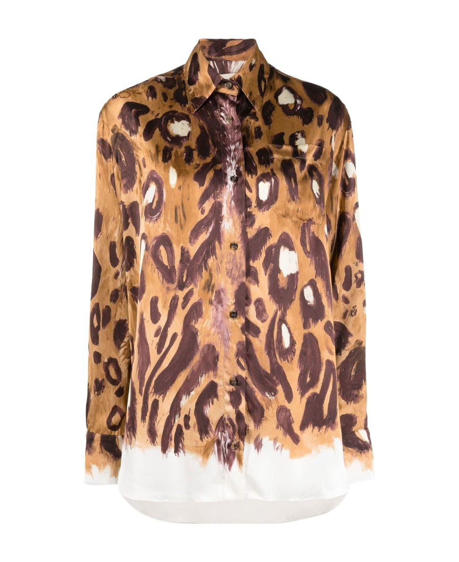 Marni Wild Bunch Print Satin Long Shirt In Multicolor
