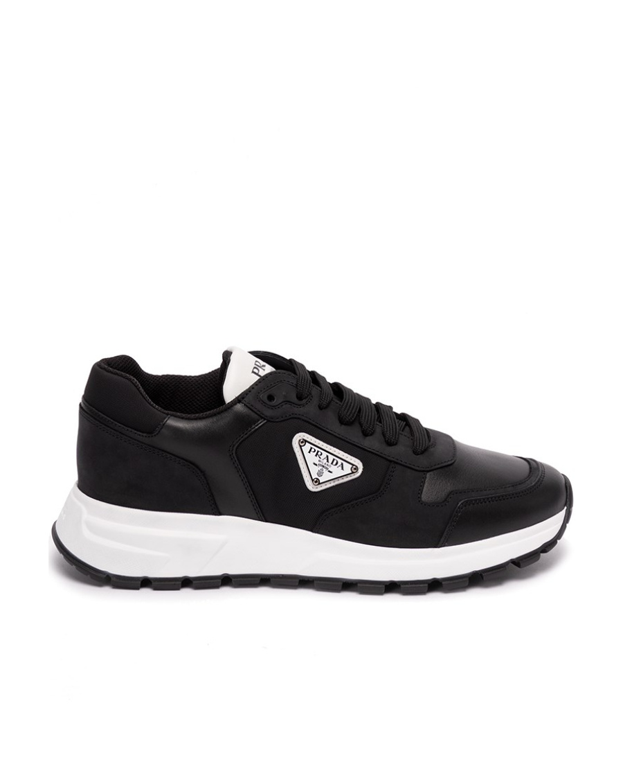 Prada Nubuck And Nylon High-top Sneakers In Black