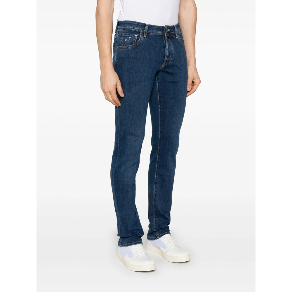 Jacob Cohen Blue Logo Print Jeans In Blue