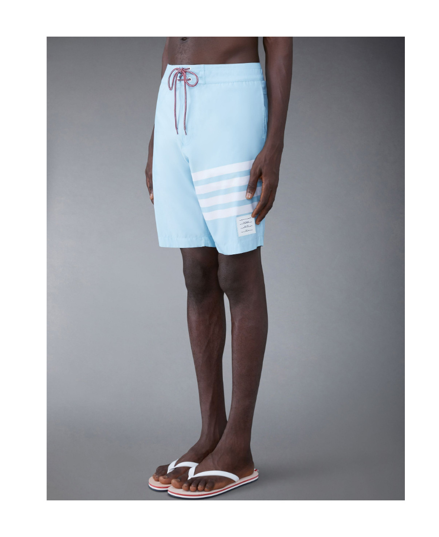 Thom Browne Light Blue Nylon Blend Swimming Shorts In Blue