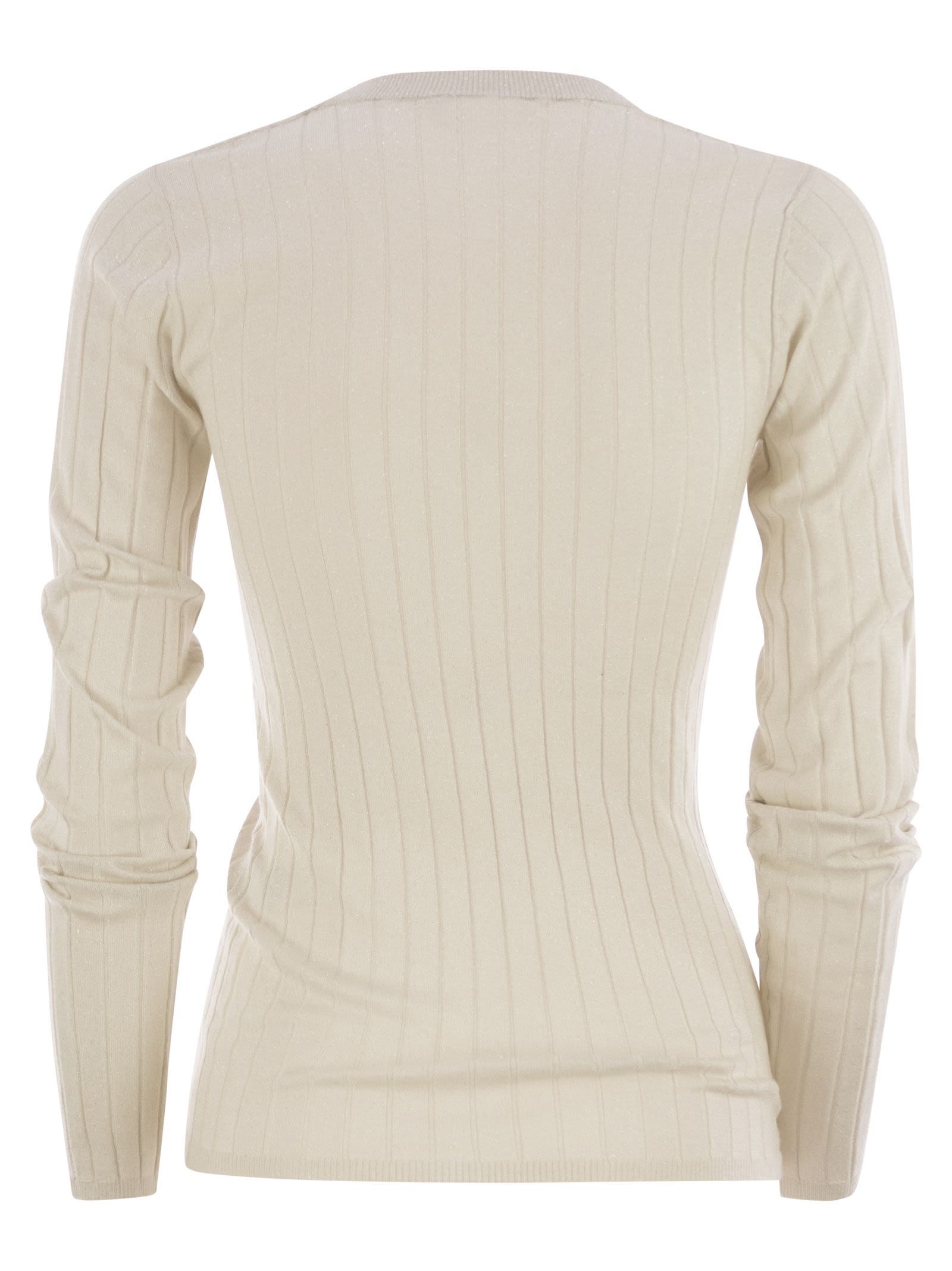 Brunello Cucinelli Women Lightweight Cashmere And Silk Broad Rib Sweater In Neutral