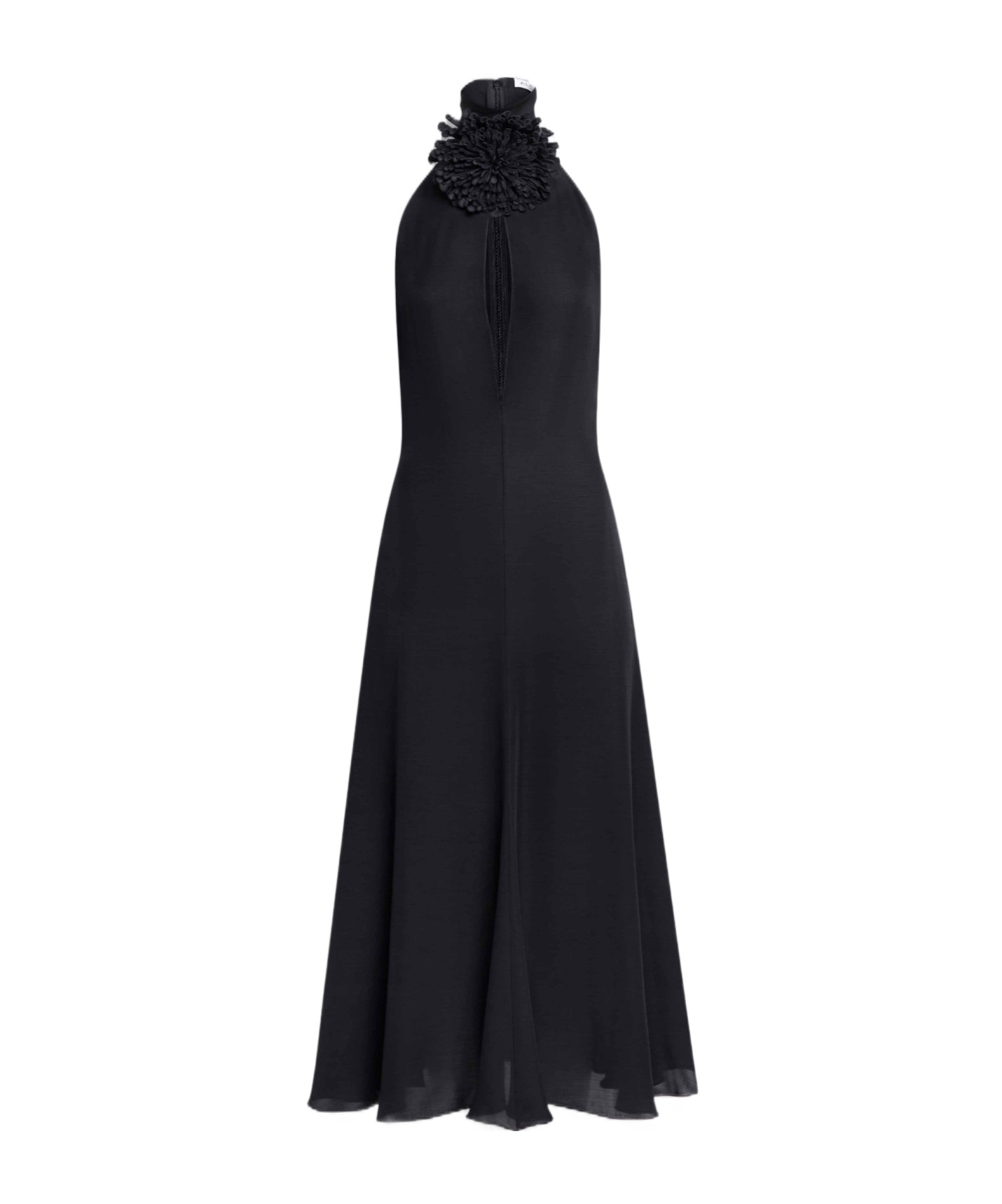 Alaïa Flower Halterneck Midi Dresss In Black
