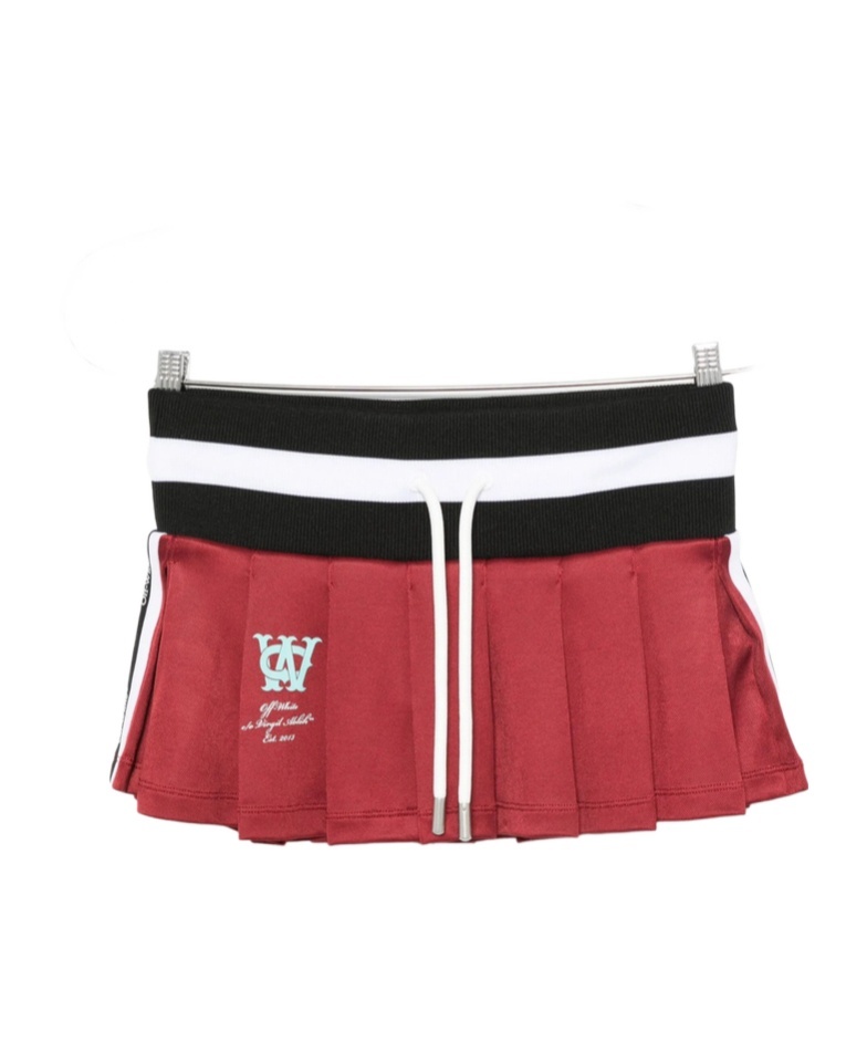 Off-white Pleated Drawstring Skirt In Red