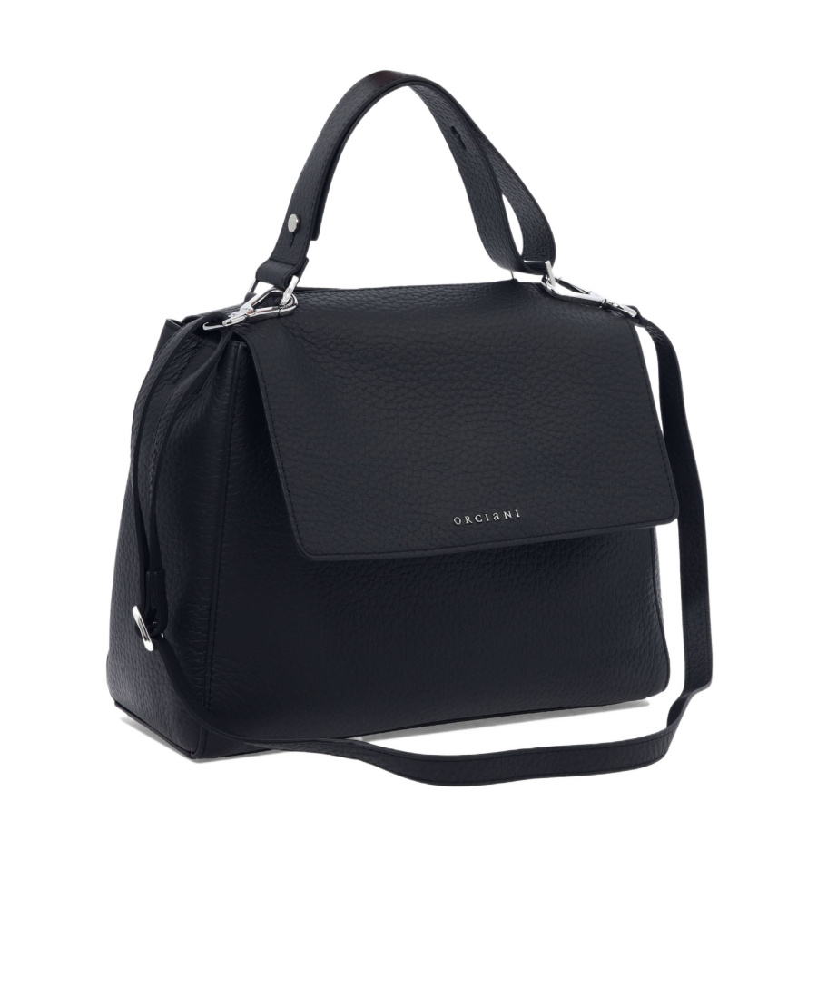 Orciani Logo Flip Shoulder Bag In Black