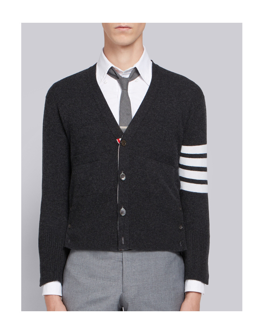 THOM BROWNE 4-BAR SHORT CASHMERE CARDIGAN